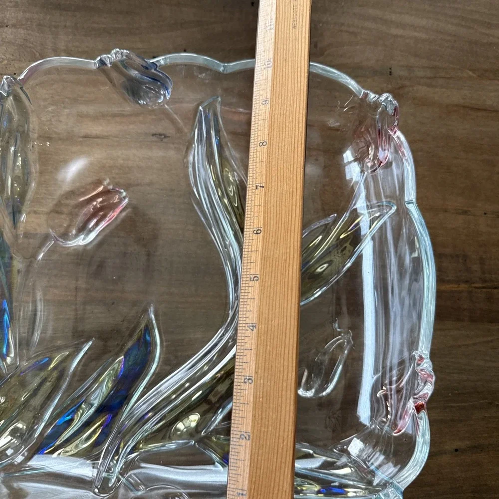 Mikasa Tivoli 3D Tulip Glass Serving Relish Dish 2 Compartments